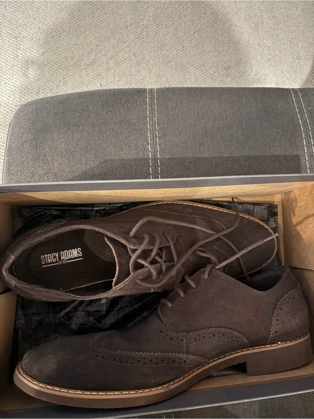 Stacy Adams Brown Suede Wingtip Derbys